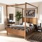Baxton Studio Malia Modern and Contemporary Walnut Brown Finished Wood and Synthetic Rattan King Size Canopy Bed 184-11044-Zoro - alternate 7